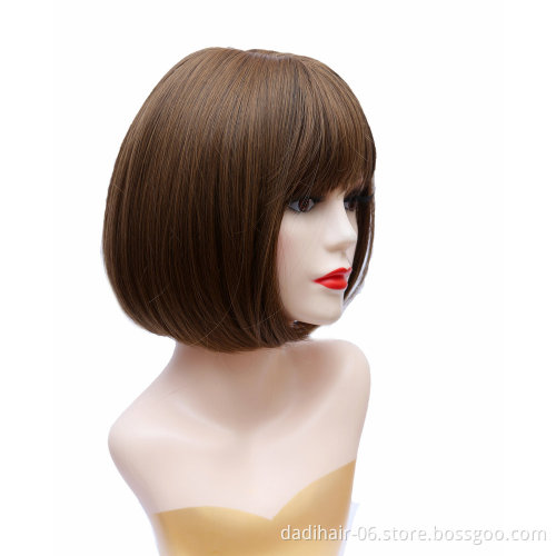 Silk Bace Silk Bace 12 Inch Heat Resistant Fiber Short Silk Straight Color F4/27 Synthetic Hair Wigs For Black Woman Bob Wig